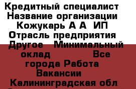 Кредитный специалист › Название организации ­ Кожукарь А.А, ИП › Отрасль предприятия ­ Другое › Минимальный оклад ­ 15 000 - Все города Работа » Вакансии   . Калининградская обл.,Светловский городской округ 